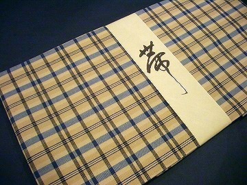 格子帯紬