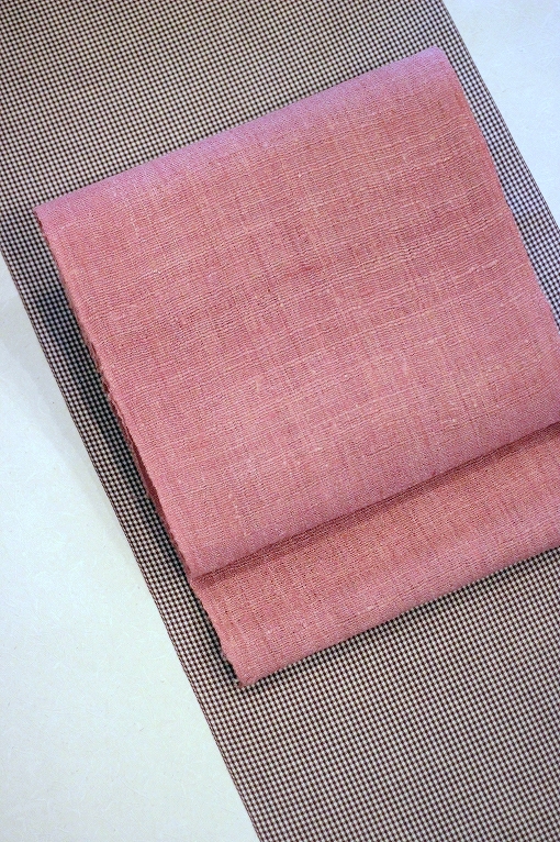 野蚕八寸名古屋帯 スモークピンク