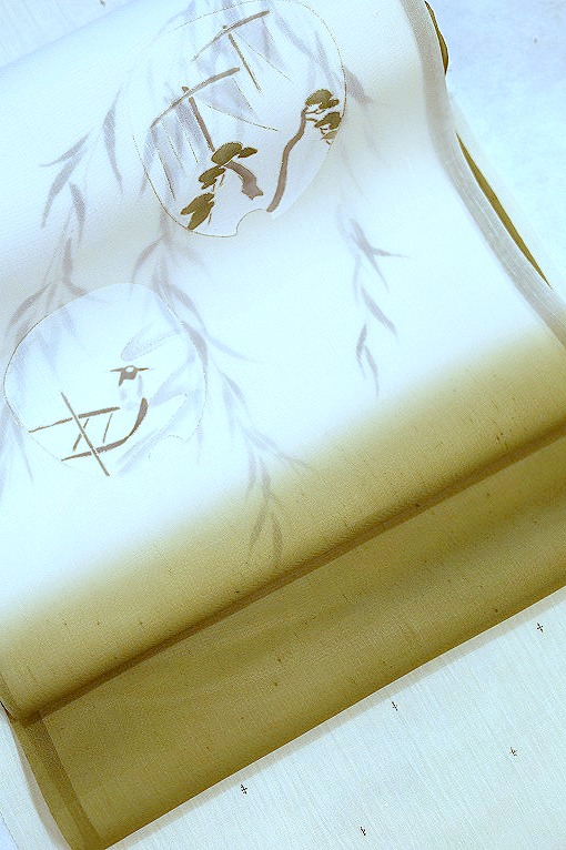 型絵染手差し/九寸名古屋帯八重桜文