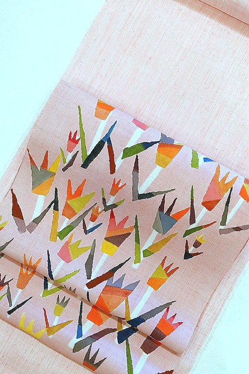 型絵染/九寸名古屋帯 創作更紗