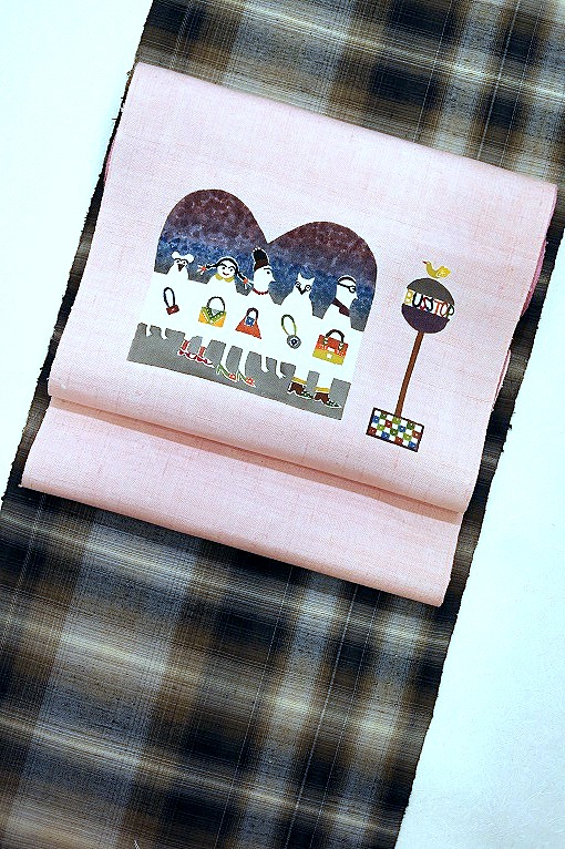 型絵染/九寸名古屋帯 創作更紗