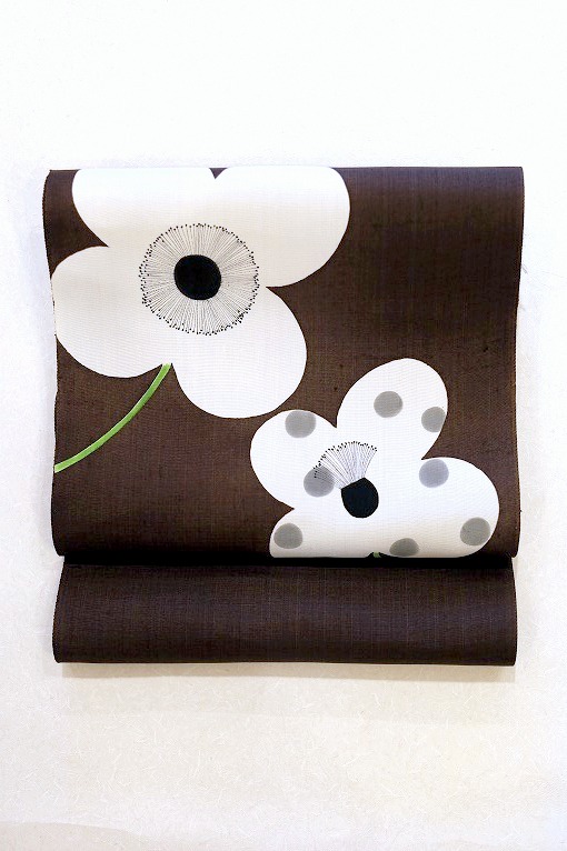 名古屋帯 雰囲気の良い抽象染柄模様 乳白色 O-5321 名古屋帯 雰囲気の良い抽象染柄模様 乳白色 O-5321