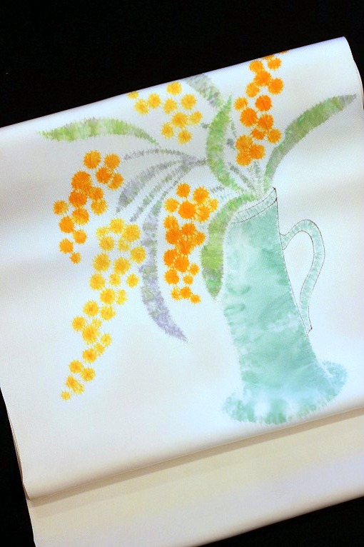 手描き友禅九寸名古屋帯/小野順子