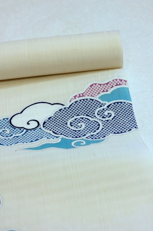 型絵染/紗九寸名古屋帯・綾格子