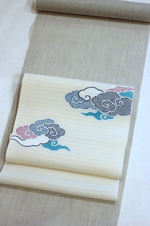 型絵染/紗九寸名古屋帯・綾格子