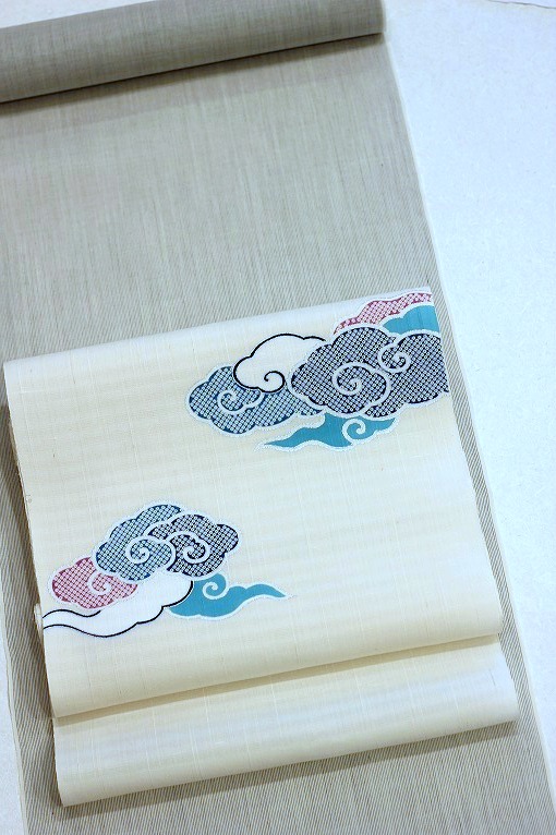 型絵染/紗九寸名古屋帯・綾格子