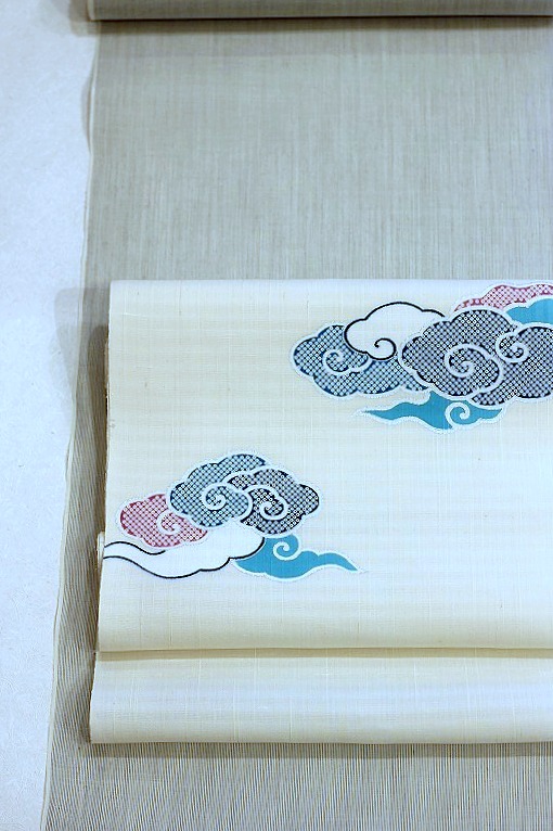 型絵染/紗九寸名古屋帯・綾格子