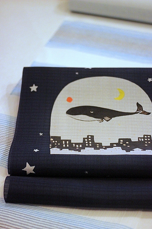 型絵染九寸名古屋帯 岡田その子 クジラの見る夢 単衣 夏物