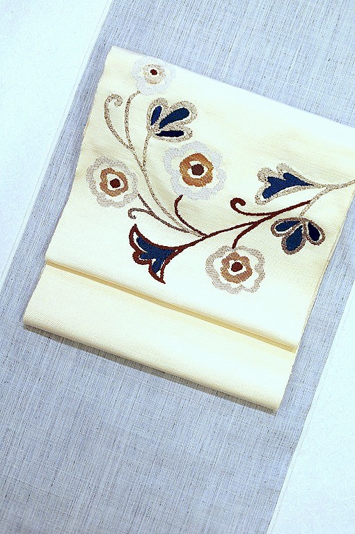 西陣織八寸名古屋帯/ペルシャ刺繍文 洛風林制作