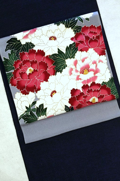 手描き友禅九寸名古屋帯/久呂田明功作　桜