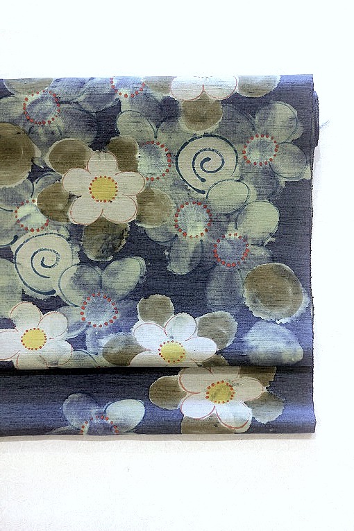 型絵染 型絵染め 型染め 名古屋帯 なごや帯 作家 蝶 芍薬 絞り