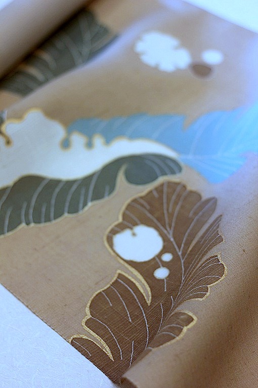 専用帯3183 ●高級 正絹 紬 名古屋仕立て 名古屋帯 絵絣 大津絵 鯉 獅子 帯3183 ○高級 正絹 紬 名古屋仕立て 名古屋帯 絵絣 大津絵 鯉 獅子