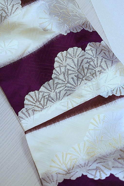 西陣織の額　２つセット！ 西陣織袋帯/紗綾形松雲文 熨斗目 洛風林