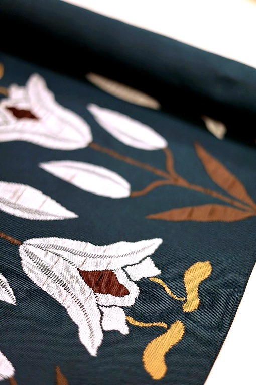 西陣織九寸名古屋帯/洛風林 百合文