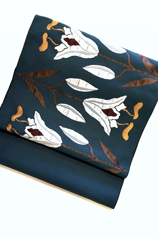 西陣織九寸名古屋帯/洛風林 百合文