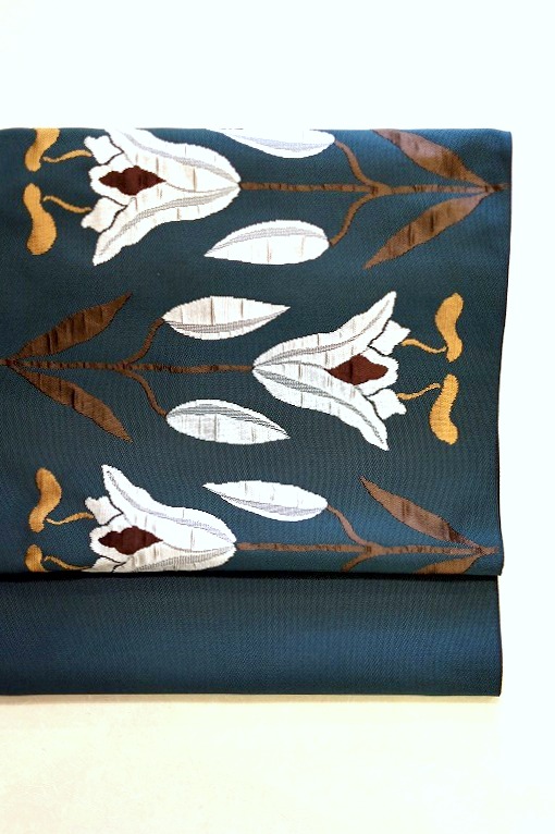 洛風林　八寸名古屋帯 洛風林 八寸名古屋帯(雲取文・淡砂色) | 商品紹介 | 染と織たかはし