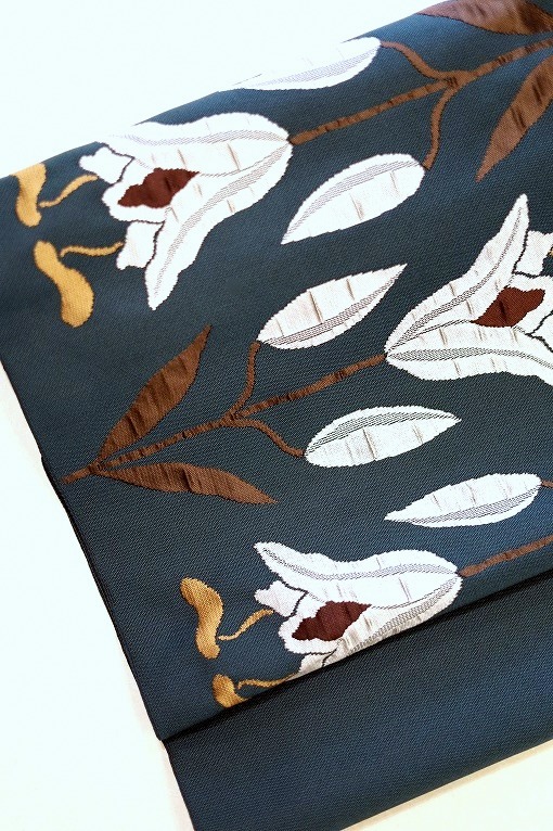 西陣織九寸名古屋帯/洛風林 百合文